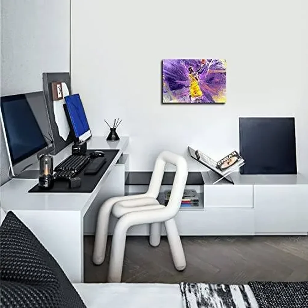 ALAYRA Kobe Poster Wall Art Inspirational Basketball Player Wall Decor Modern Abstract Purple and Yellow Graffiti Sport Canvas Picture Painting Artwork for Boys Bedroom Living Room Home Decoration 12x - Image 2