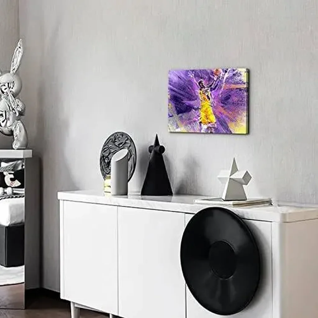 ALAYRA Kobe Poster Wall Art Inspirational Basketball Player Wall Decor Modern Abstract Purple and Yellow Graffiti Sport Canvas Picture Painting Artwork for Boys Bedroom Living Room Home Decoration 12x - Image 4