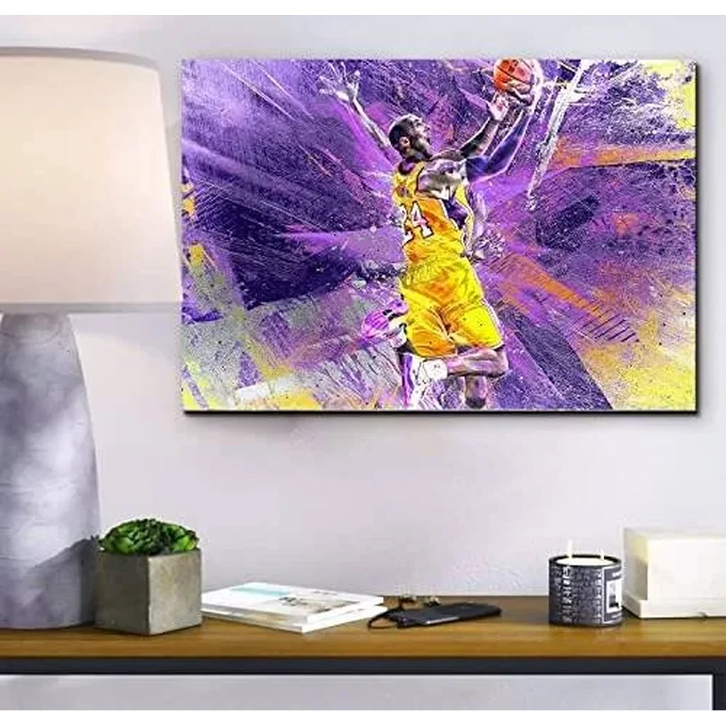 ALAYRA Kobe Poster Wall Art Inspirational Basketball Player Wall Decor Modern Abstract Purple and Yellow Graffiti Sport Canvas Picture Painting Artwork for Boys Bedroom Living Room Home Decoration 12x - Image 5