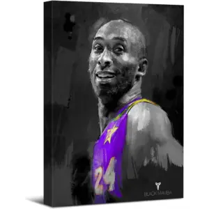 ALAYRA Kobe Wall Art Basketball Slam Dunk Poster Wall Decor, Abstract Black and Purple Sports Canvas Art Mamba Mentality Fans Print Picture Artwork Home Decoration for Boys Bedroom Game Room Office 12