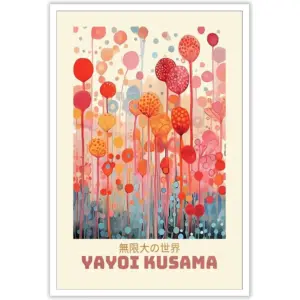 ALAYRA KUAEma Inspired Prints Painting Colorful Abstract Wall Art Retro Yayoi KUAEma The Infinity Big World Posters Japanese Wall Art Modern Gallery Exhibition Wall Decor 12x16in Unframed 01