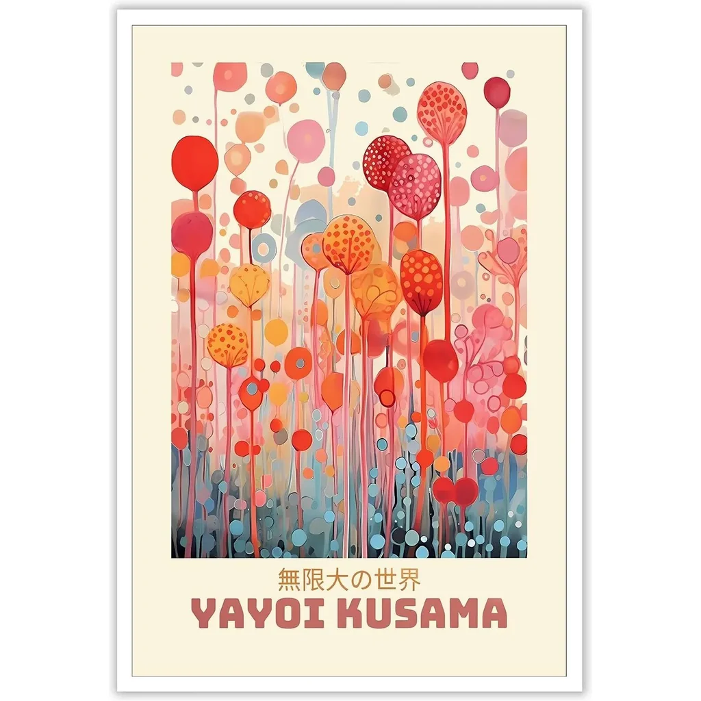 ALAYRA KUAEma Inspired Prints Painting Colorful Abstract Wall Art Retro Yayoi KUAEma The Infinity Big World Posters Japanese Wall Art Modern Gallery Exhibition Wall Decor 12x16in Unframed 01 - Image 4