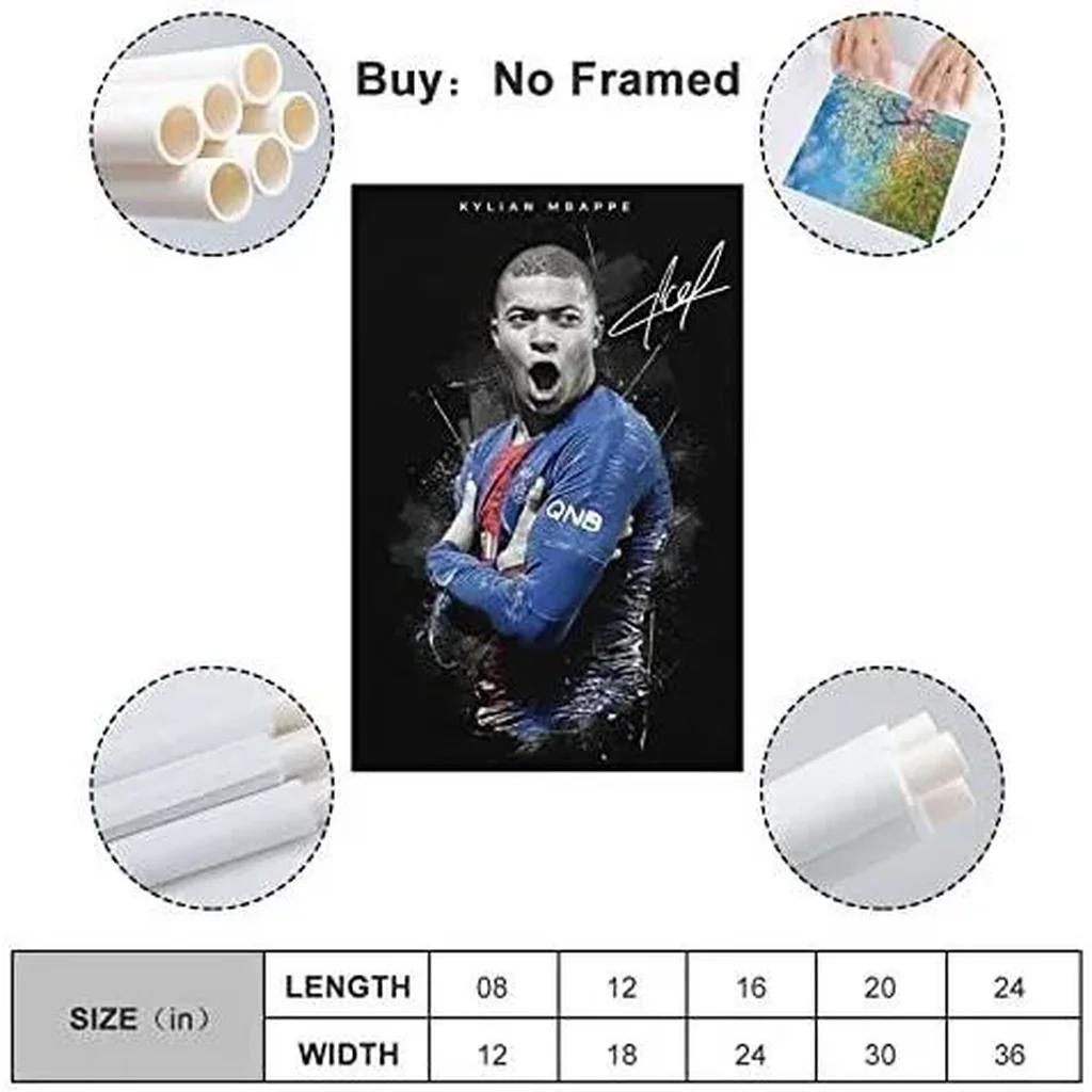 ALAYRA Kylian Mbappe Poster 1 Canvas Poster Unframed 16x24 inches (40x60cm) 01 - Image 2
