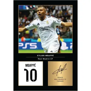 ALAYRA Kylian Mbappe Real Madrid Signed A4 Printed Photo Picture Display Gift For Real Madrid Fans Digitally Reproduced Signature Unframed 01