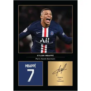 ALAYRA Kylian Mbappe Signed A4 Printed Photo Picture Display Gift For PSG Fans Digitally Reproduced Signature Unframed 01