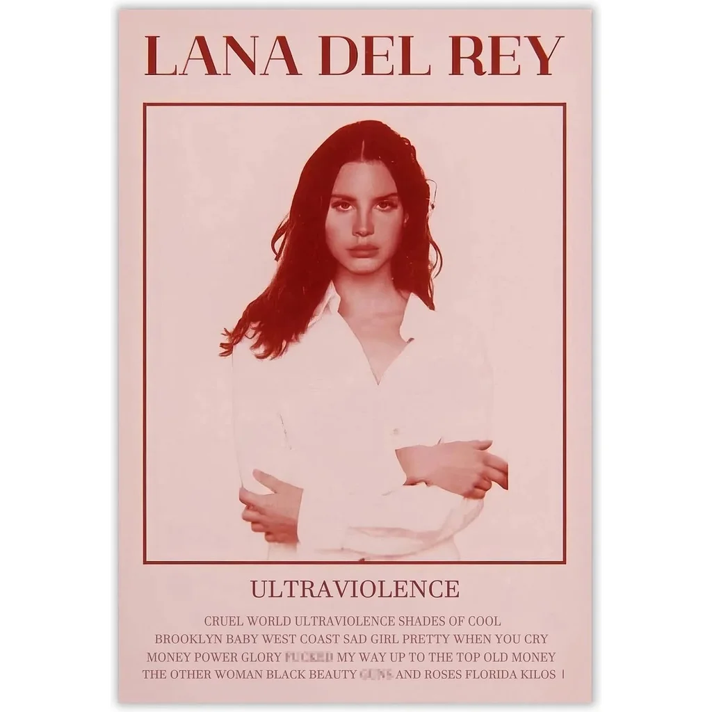 ALAYRA Lana Del Rey Poster Album Cover Wall Art Ultraviolence Poster Pink Vintage Room Aesthetic Canvas Prints Music Artist Picture 12x16 inch Unframed 01