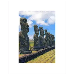 ALAYRA Landmark Cultural Icon Moai Heads Easter Island Art Wall Art Print 01