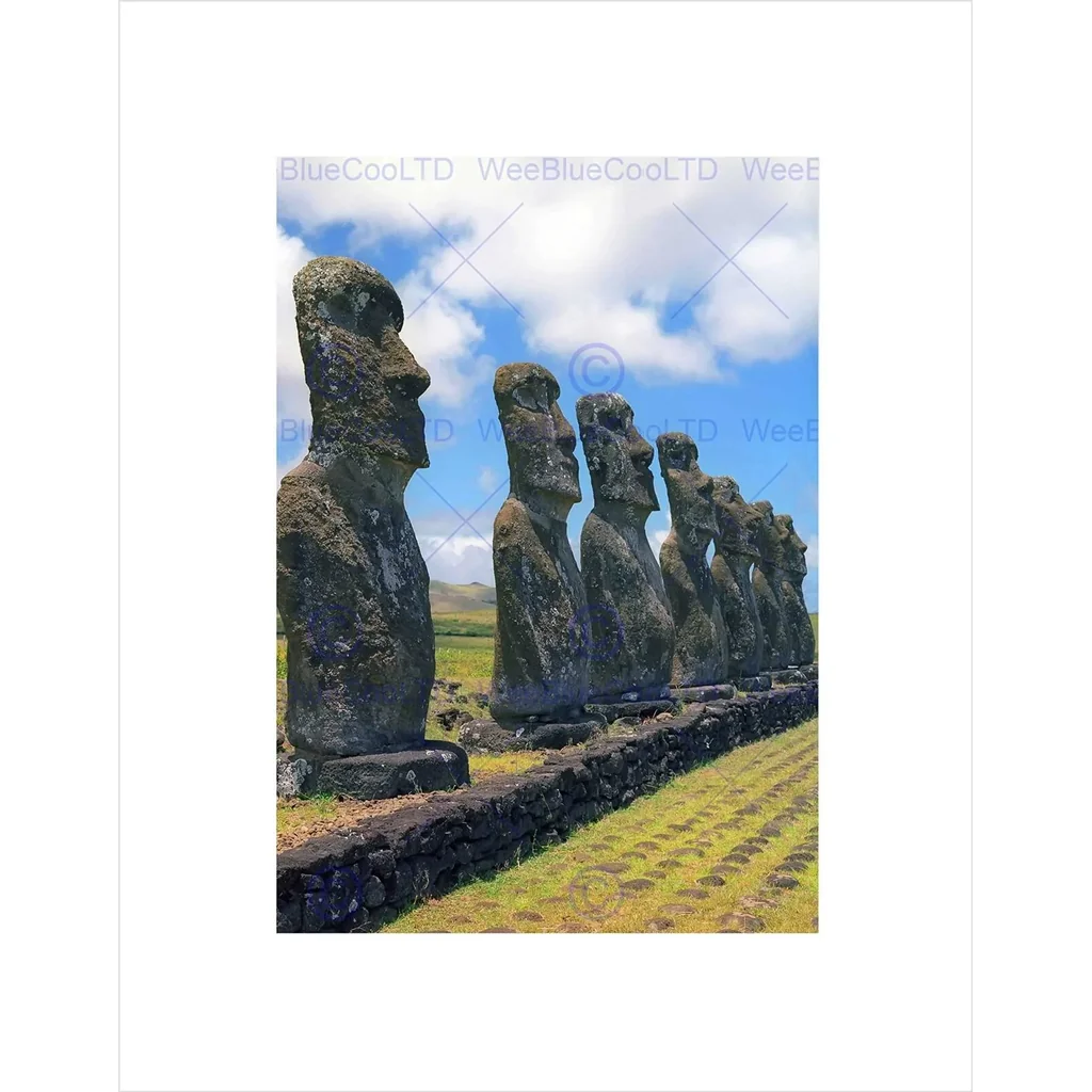 ALAYRA Landmark Cultural Icon Moai Heads Easter Island Art Wall Art Print 01