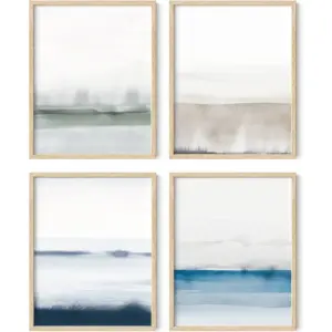 ALAYRA Landscape Painting - Set of 4 Nature Posters, Abstract Painting, Poster Nature Landscape Art, Blue Artwork Nature, Serene Pictures, Nature Paintings For Living Room (Unframed, 11x14) 01