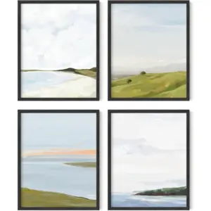 ALAYRA Landscape Wall Art - Set of 4 Artwork For Walls, Scenic Landscape Art, Mountain Wall Art For Living Room, Rustic Wall Pictures For Living Room, (8x10, Unframed) 01