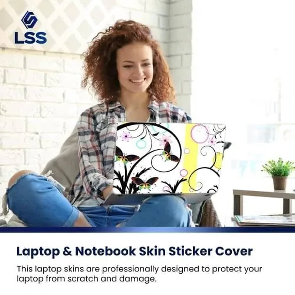 ALAYRA Laptop 15 15.6 Skin Cover with Colorful Butterfly Escape Floral Pattern for HP Dell Lenovo Apple Asus Acer Compaq - Fits 13.3" 14" 15.6" 16" (2 Wrist Pads Free) 01 - Image 4
