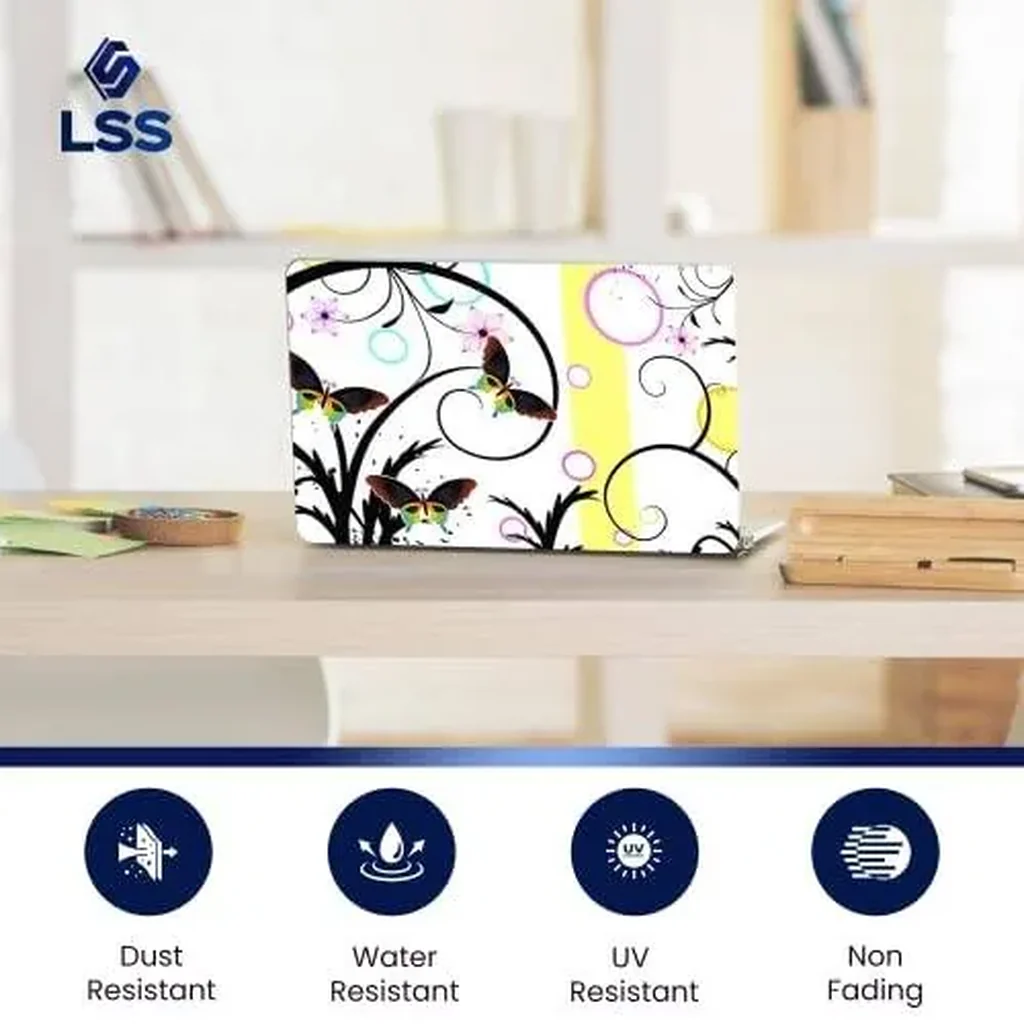ALAYRA Laptop 15 15.6 Skin Cover with Colorful Butterfly Escape Floral Pattern for HP Dell Lenovo Apple Asus Acer Compaq - Fits 13.3" 14" 15.6" 16" (2 Wrist Pads Free) 01 - Image 6