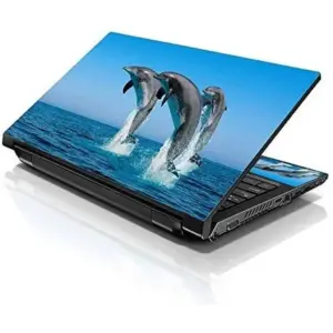 ALAYRA Laptop 15 15.6 Skin Cover with Colorful Dolphins Pattern for HP Dell Lenovo Apple Asus Acer Compaq - Fits 13.3" 14" 15.6" 16" (2 Wrist Pads Free) 01