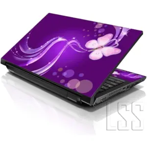 ALAYRA Laptop 15 15.6 Skin Cover with Colorful Purple Butterfly Pattern for HP Dell Lenovo Apple Asus Acer Compaq - Fits 13.3" 14" 15.6" 16" (2 Wrist Pads Free) 01