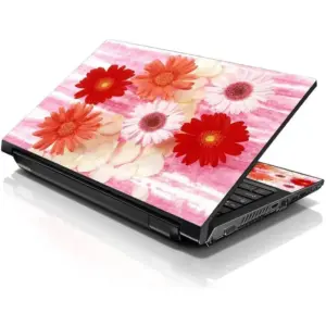 ALAYRA Laptop 15 15.6 Skin Cover with Colorful Red Daisy Floral Pattern for HP Dell Lenovo Apple Asus Acer Compaq - Fits 13.3" 14" 15.6" 16" (2 Wrist Pads Free) 01