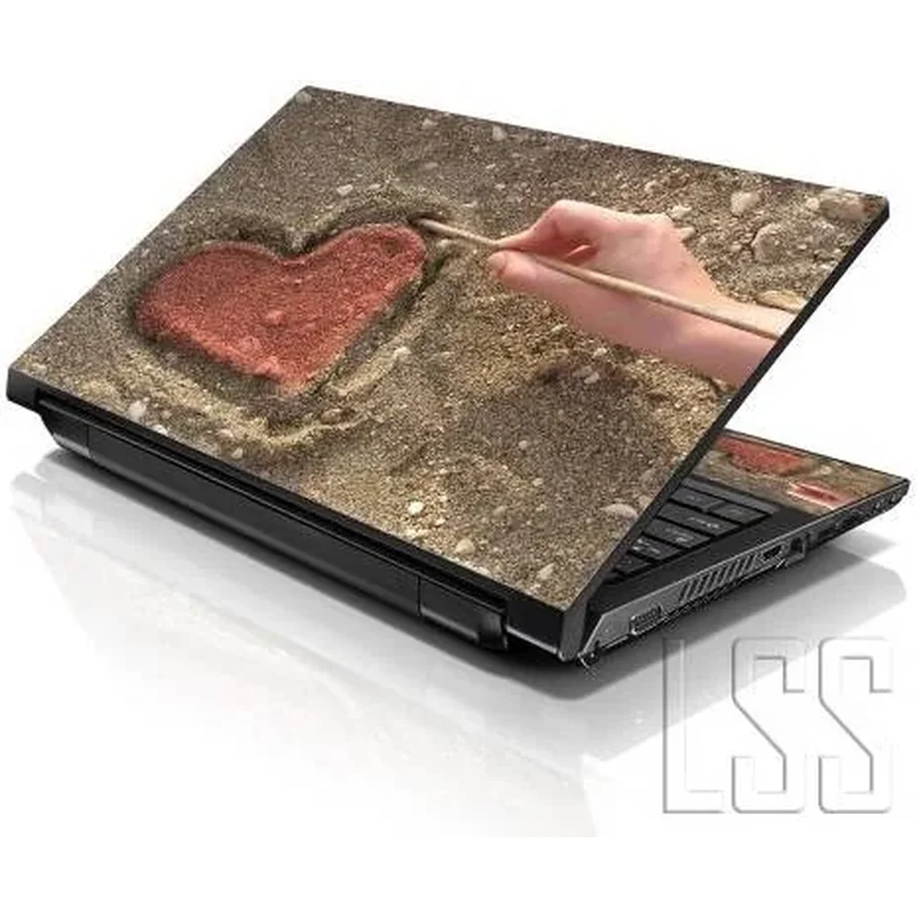 ALAYRA Laptop 15 15.6 Skin Cover with Colorful Red Heart in Sand Pattern for HP Dell Lenovo Apple Asus Acer Compaq - Fits 13.3" 14" 15.6" 16" (2 Wrist Pads Free) 01