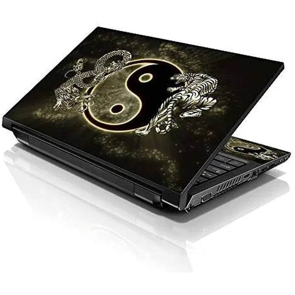 ALAYRA Laptop 15 15.6 Skin Cover with Colorful Ying Yang Dragon Tiger Pattern for HP Dell Lenovo Apple Asus Acer Compaq - Fits 13.3" 14" 15.6" 16" (2 Wrist Pads Free) 01