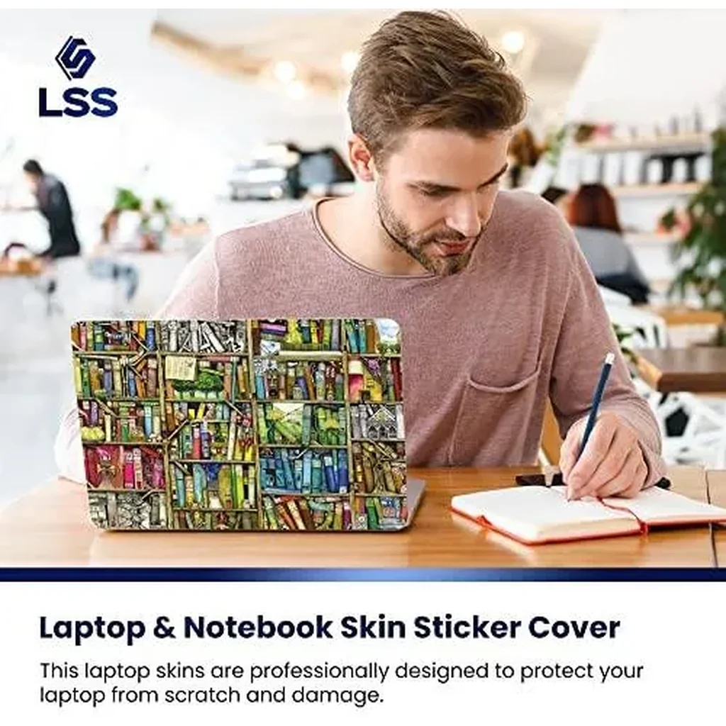 ALAYRA Laptop 17 17.3 Skin Cover with Colorful Books Pattern for HP Dell Lenovo Apple Asus Acer Compaq - Fits 16.5" 17" 17.3" 18.4" 19" (2 Wrist Pads Free) 01 - Image 4