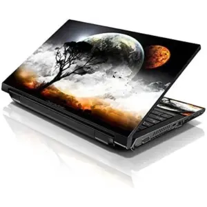 ALAYRA Laptop 17-17.3" Skin Cover with Colorful Earth and Moon Eclipse Pattern for HP Dell Lenovo Apple Asus Acer Compaq - Fits 16.5" 17" 17.3" 18.4" 19" (2 Wrist Pads Free) 01