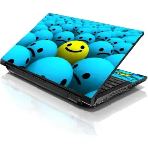 ALAYRA Laptop 17-17.3" Skin Cover with Colorful Happy Face Pattern for HP Dell Lenovo Apple Asus Acer Compaq - Fits 16.5" 17" 17.3" 18.4" 19" (2 Wrist Pads Free) 01