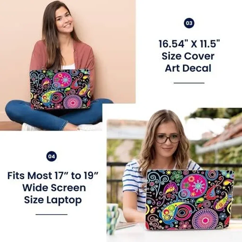 ALAYRA Laptop 17-17.3" Skin Cover with Colorful Night Dragon Pattern for HP Dell Lenovo Apple Asus Acer Compaq - Fits 16.5" 17" 17.3" 18.4" 19" (2 Wrist Pads Free) 01 - Image 3