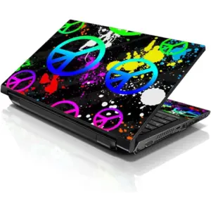 ALAYRA Laptop 17-17.3" Skin Cover with Colorful Peace Signs Pattern for HP Dell Lenovo Apple Asus Acer Compaq - Fits 16.5" 17" 17.3" 18.4" 19" (2 Wrist Pads Free) 01