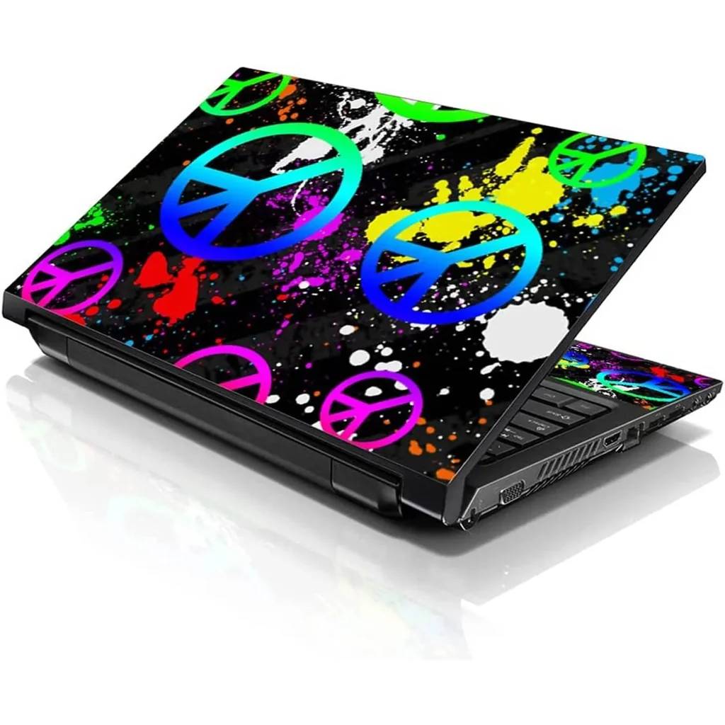 ALAYRA Laptop 17-17.3" Skin Cover with Colorful Peace Signs Pattern for HP Dell Lenovo Apple Asus Acer Compaq - Fits 16.5" 17" 17.3" 18.4" 19" (2 Wrist Pads Free) 01