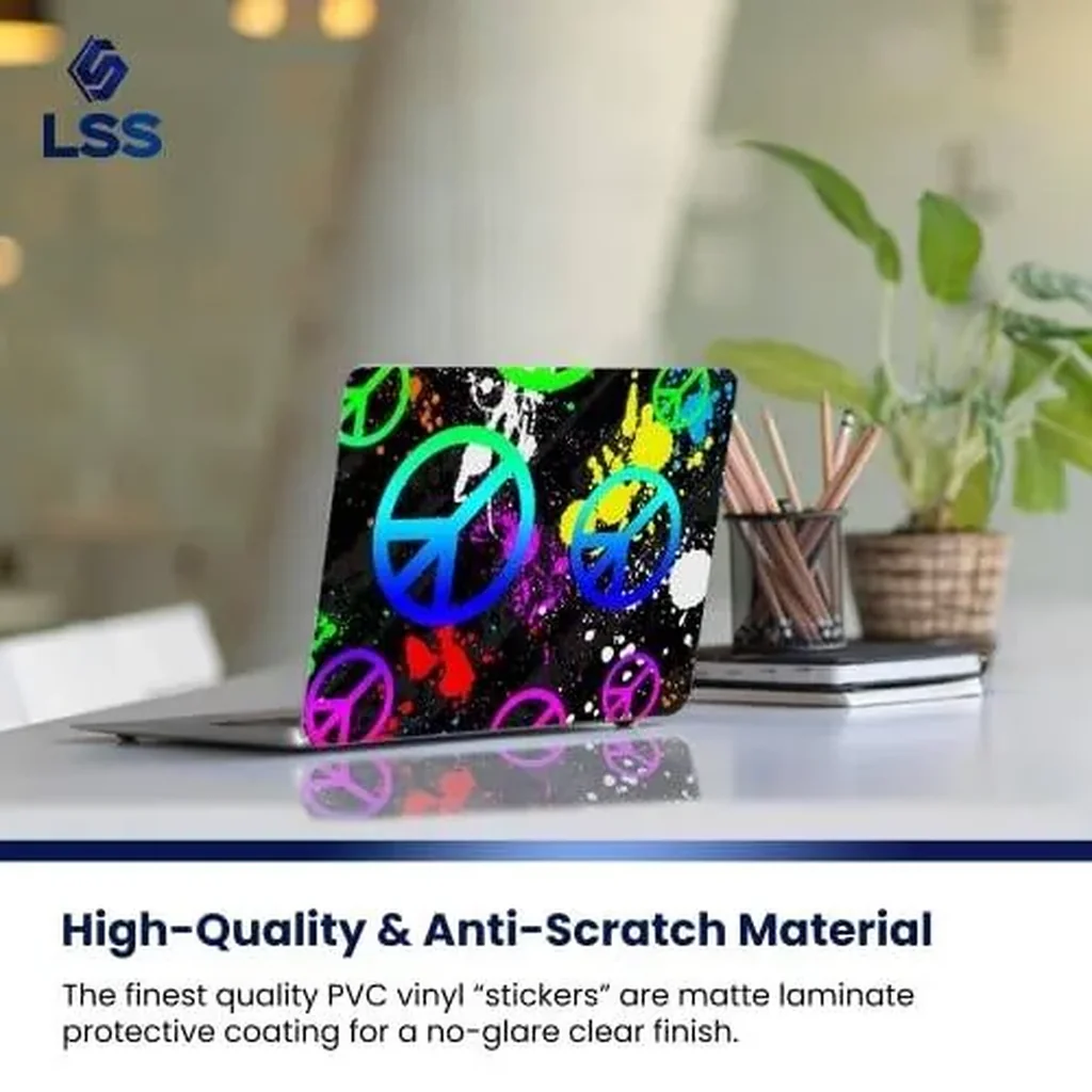 ALAYRA Laptop 17-17.3" Skin Cover with Colorful Peace Signs Pattern for HP Dell Lenovo Apple Asus Acer Compaq - Fits 16.5" 17" 17.3" 18.4" 19" (2 Wrist Pads Free) 01 - Image 2