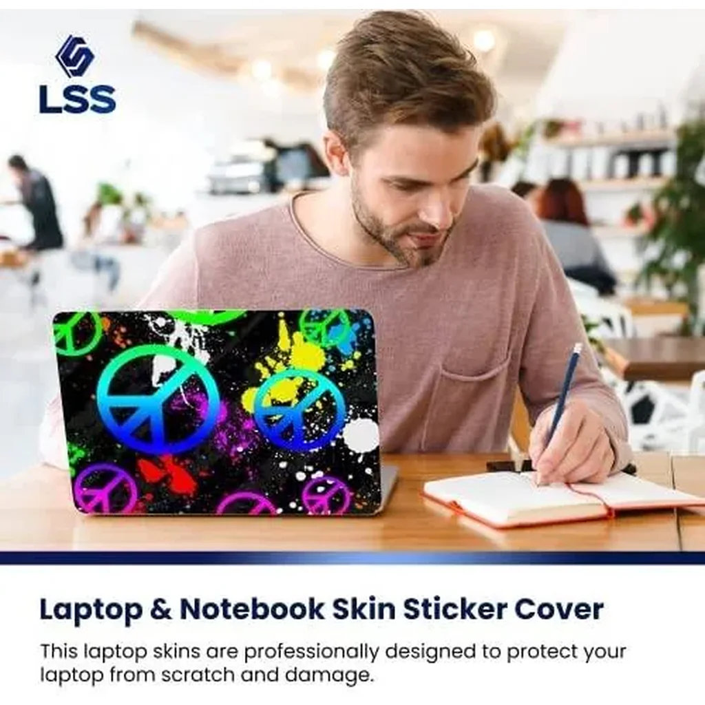 ALAYRA Laptop 17-17.3" Skin Cover with Colorful Peace Signs Pattern for HP Dell Lenovo Apple Asus Acer Compaq - Fits 16.5" 17" 17.3" 18.4" 19" (2 Wrist Pads Free) 01 - Image 3