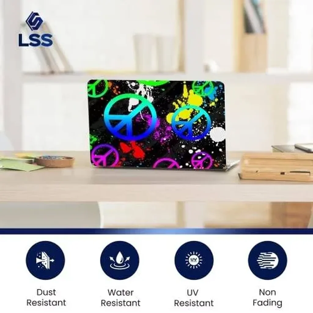ALAYRA Laptop 17-17.3" Skin Cover with Colorful Peace Signs Pattern for HP Dell Lenovo Apple Asus Acer Compaq - Fits 16.5" 17" 17.3" 18.4" 19" (2 Wrist Pads Free) 01 - Image 5