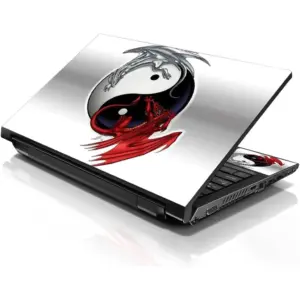 ALAYRA Laptop 17-17.3" Skin Cover with Colorful Ying Yang Dinosaurs Pattern for HP Dell Lenovo Apple Asus Acer Compaq - Fits 16.5" 17" 17.3" 18.4" 19" (2 Wrist Pads Free) 01