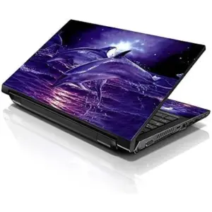 ALAYRA Laptop 17-17.3" Skin with Colorful Dolphins Pattern for HP Dell Lenovo Apple Asus Acer Compaq - Fits 16.5" 17" 17.3" 18.4" 19" (2 Wrist Pads Free) 01