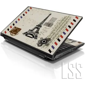 ALAYRA Laptop 17-17.3" Skin with Colorful Paris Design Pattern for HP Dell Lenovo Apple Asus Acer Compaq - Fits 16.5" 17" 17.3" 18.4" 19" (2 Wrist Pads Free) 01