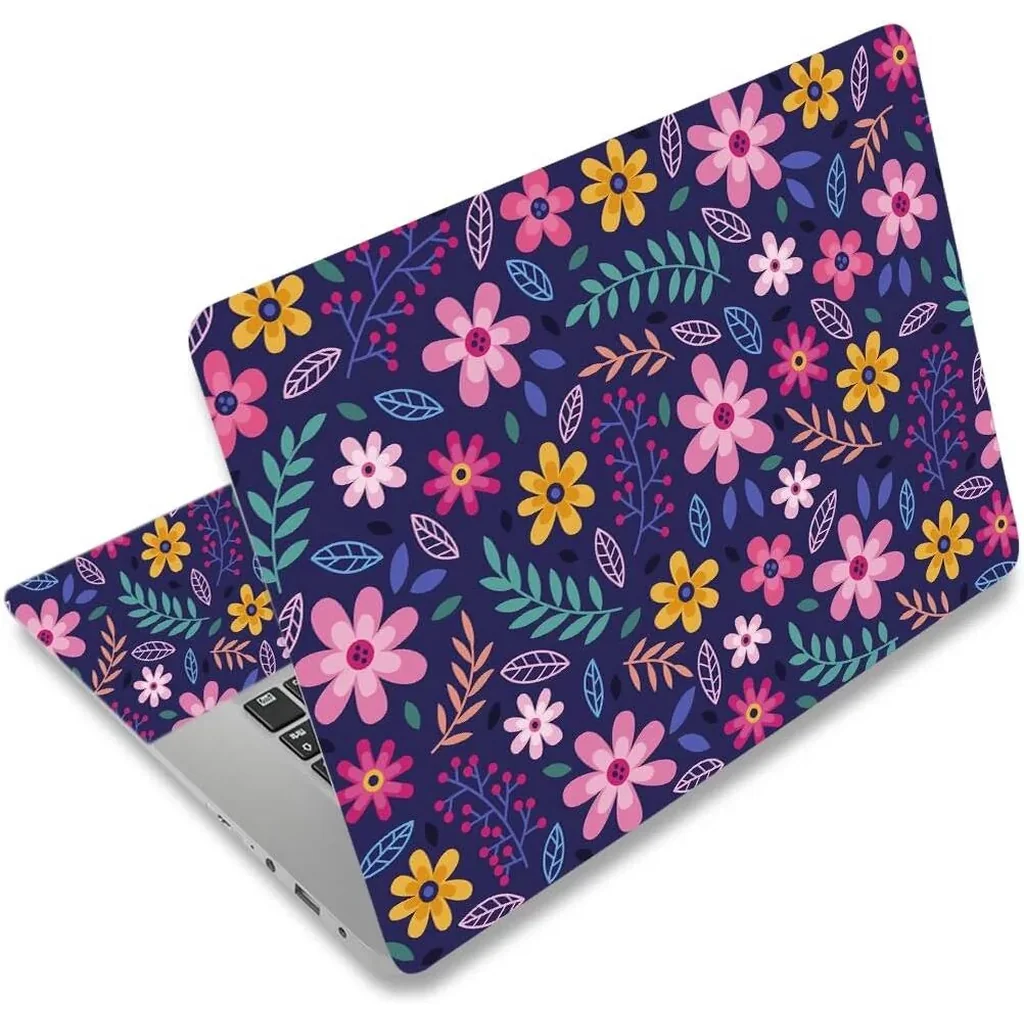 ALAYRA Laptop Decal Sticker Skin Cover, 11.612" 13" 13.3" 14" 15" 15.4" 15.6 inch Laptop Netbook Vinyl Skin Sticker Cover Art Notebook PC Protector (2 Wrist Pad Included), Removable Reusable, Flower T