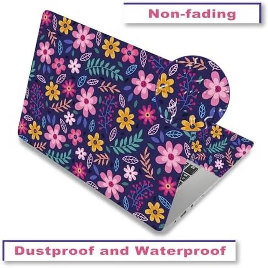 ALAYRA Laptop Decal Sticker Skin Cover, 11.612" 13" 13.3" 14" 15" 15.4" 15.6 inch Laptop Netbook Vinyl Skin Sticker Cover Art Notebook PC Protector (2 Wrist Pad Included), Removable Reusable, Flower T - Image 3