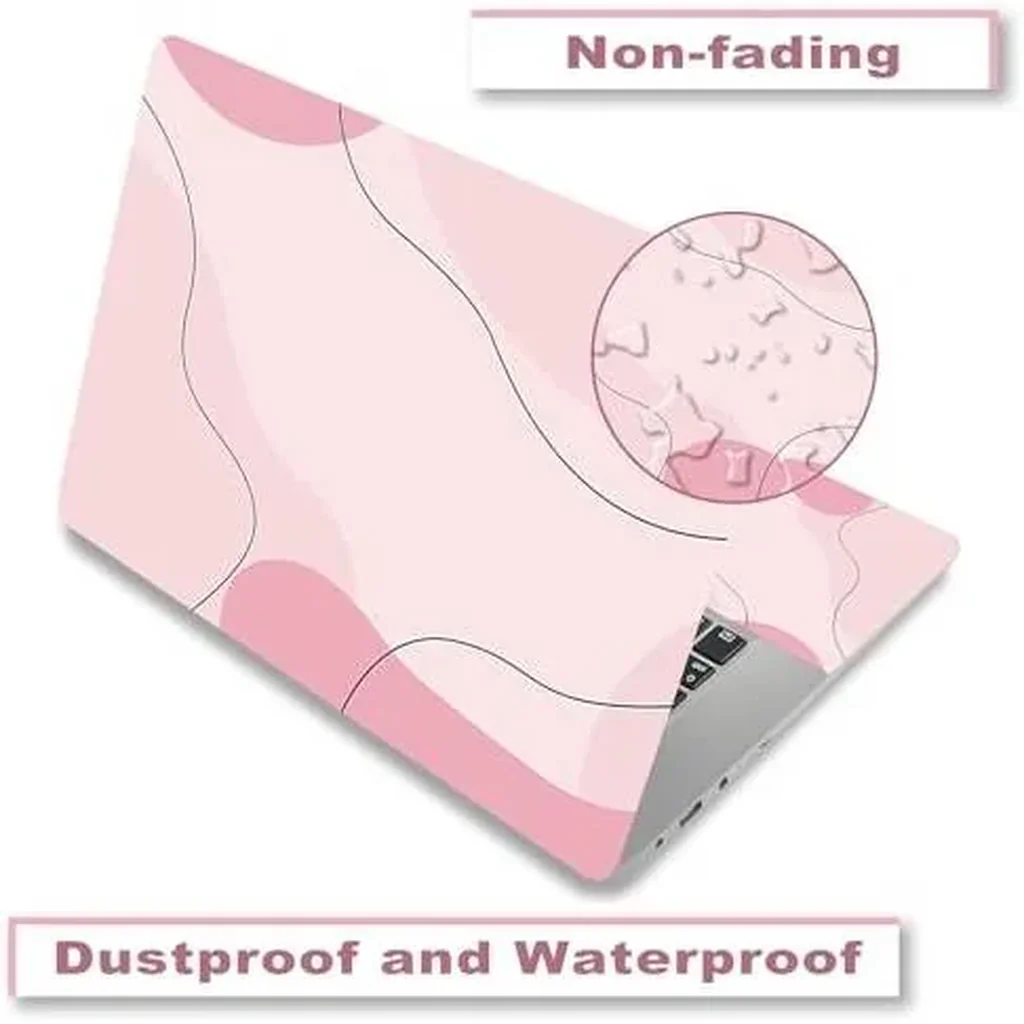 ALAYRA Laptop Decal Sticker Skin Cover, 11.612" 13" 13.3" 14" 15" 15.4" 15.6 inch Laptop Netbook Vinyl Skin Sticker Cover Art Notebook PC Reusable Protector (2 Wrist Pad Included), Art Modern Pink 01 - Image 3