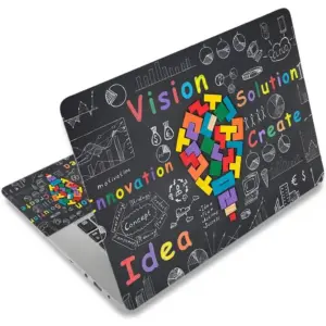 ALAYRA Laptop Decal Sticker Skin Cover, 11.612" 13" 13.3" 14" 15" 15.4" 15.6 inch Laptop Netbook Vinyl Skin Sticker Cover Art Notebook PC Reusable Protector (2 Wrist Pad Included), Creative Bulb 01