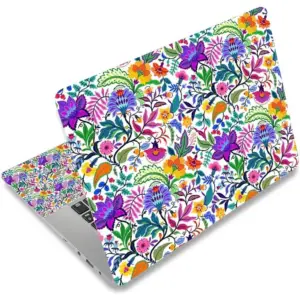 ALAYRA Laptop Decal Sticker Skin Cover, 11.612" 13" 13.3" 14" 15" 15.4" 15.6 inch Laptop Netbook Vinyl Skin Sticker Cover Art Notebook Protector (2 Wrist Pad Skins), Removable Reusable, Colorful Flowe