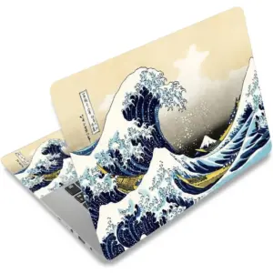 ALAYRA Laptop Decal Sticker Skin Cover, 11.612" 13" 13.3" 14" 15" 15.4" 15.6" Laptop Netbook Vinyl Skin Sticker Cover Art Notebook PC Reusable Protector (2 Wrist Pad Included), Kanagawa Japan Wave 01