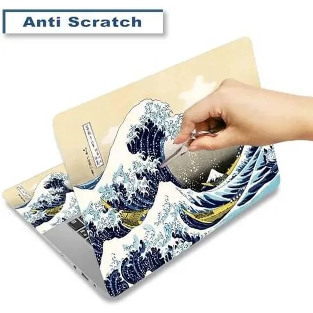 ALAYRA Laptop Decal Sticker Skin Cover, 11.612" 13" 13.3" 14" 15" 15.4" 15.6" Laptop Netbook Vinyl Skin Sticker Cover Art Notebook PC Reusable Protector (2 Wrist Pad Included), Kanagawa Japan Wave 01 - Image 2