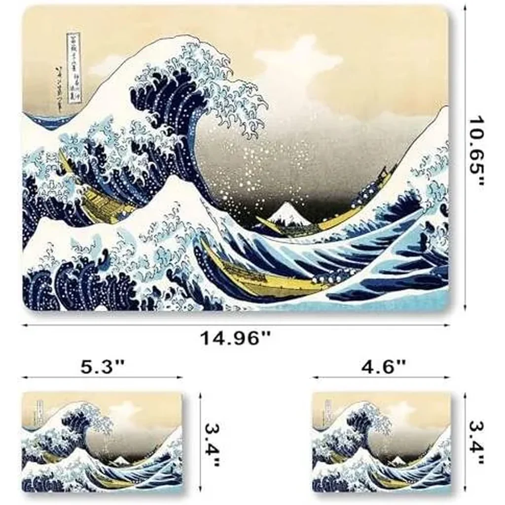 ALAYRA Laptop Decal Sticker Skin Cover, 11.612" 13" 13.3" 14" 15" 15.4" 15.6" Laptop Netbook Vinyl Skin Sticker Cover Art Notebook PC Reusable Protector (2 Wrist Pad Included), Kanagawa Japan Wave 01 - Image 6