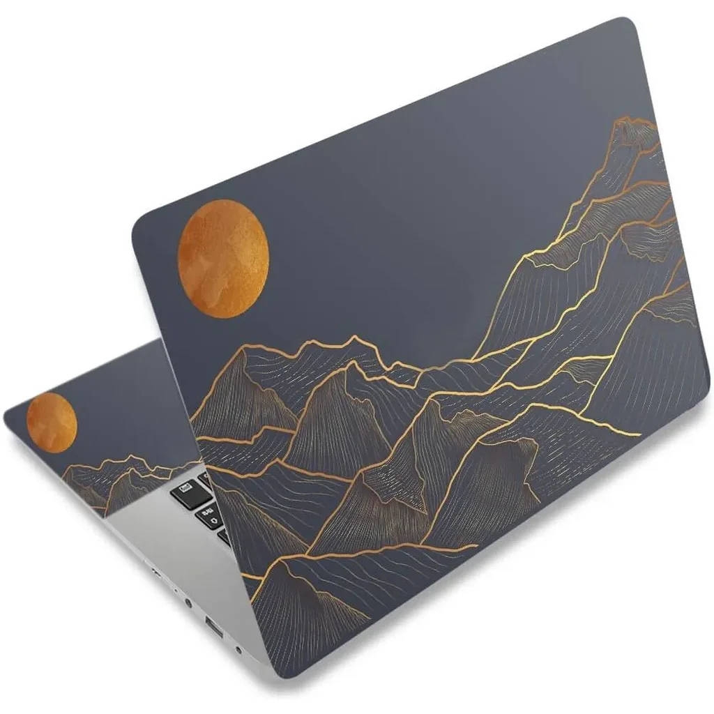 ALAYRA Laptop Decal Sticker Skin Cover, 11.612" 13" 13.3" 14" 15" 15.4" 15.6" Laptop Netbook Vinyl Skin Sticker Cover Art Notebook Protector (2 Wrist Pad Skins), Removable Reusable, Abstract Mountain