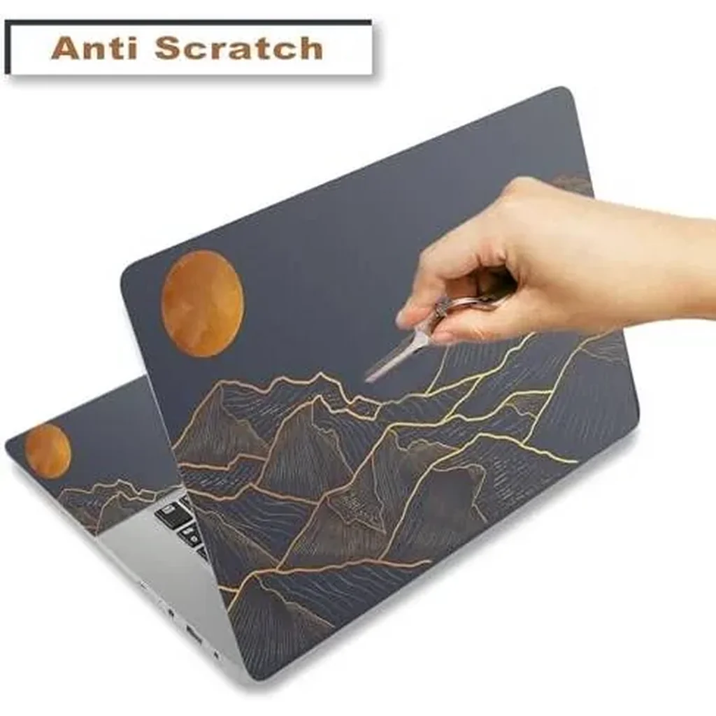 ALAYRA Laptop Decal Sticker Skin Cover, 11.612" 13" 13.3" 14" 15" 15.4" 15.6" Laptop Netbook Vinyl Skin Sticker Cover Art Notebook Protector (2 Wrist Pad Skins), Removable Reusable, Abstract Mountain - Image 2