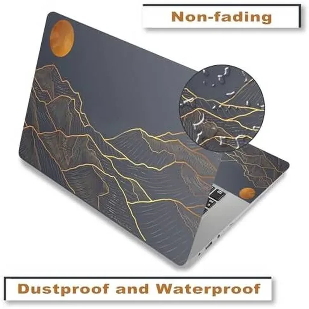 ALAYRA Laptop Decal Sticker Skin Cover, 11.612" 13" 13.3" 14" 15" 15.4" 15.6" Laptop Netbook Vinyl Skin Sticker Cover Art Notebook Protector (2 Wrist Pad Skins), Removable Reusable, Abstract Mountain - Image 3