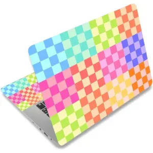 ALAYRA Laptop Decal Sticker Skin Cover, 12" 13.1" 13.3" 14" 15" 15.4" 15.6" Laptop Netbook Vinyl Art Skin Sticker Cover Notebook PC Protector (2 Wrist Pad Included), Removable Reusable, Colourful Chec