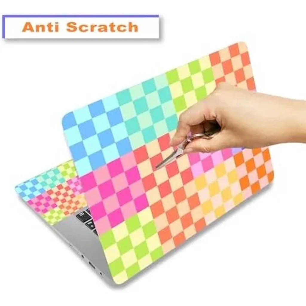 ALAYRA Laptop Decal Sticker Skin Cover, 12" 13.1" 13.3" 14" 15" 15.4" 15.6" Laptop Netbook Vinyl Art Skin Sticker Cover Notebook PC Protector (2 Wrist Pad Included), Removable Reusable, Colourful Chec - Image 2