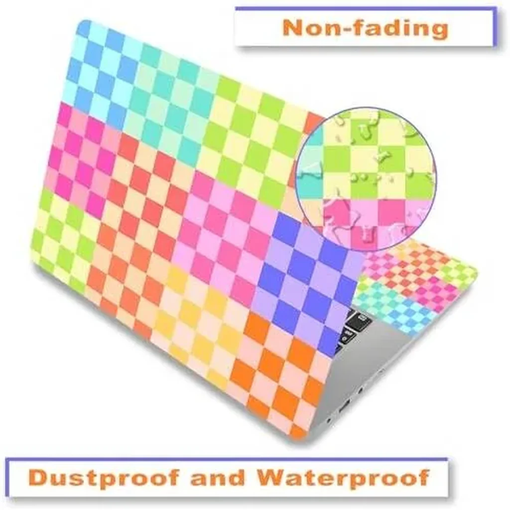 ALAYRA Laptop Decal Sticker Skin Cover, 12" 13.1" 13.3" 14" 15" 15.4" 15.6" Laptop Netbook Vinyl Art Skin Sticker Cover Notebook PC Protector (2 Wrist Pad Included), Removable Reusable, Colourful Chec - Image 3