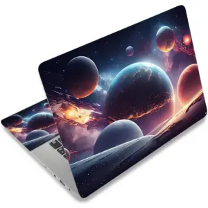 ALAYRA Laptop Decal Sticker Skin Cover, 12" 13.1" 13.3" 14" 15" 15.4" 15.6" Laptop Netbook Vinyl Art Skin Sticker Cover Notebook PC Protector (2 Wrist Pad Included), Removable Reusable, Cosmic Planets