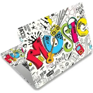 ALAYRA Laptop Decal Sticker Skin Cover, 12" 13.1" 13.3" 14" 15" 15.4" 15.6" Laptop Netbook Vinyl Art Skin Sticker Cover Notebook PC Protector (2 Wrist Pad Included), Removable Reusable, Creativity Mus