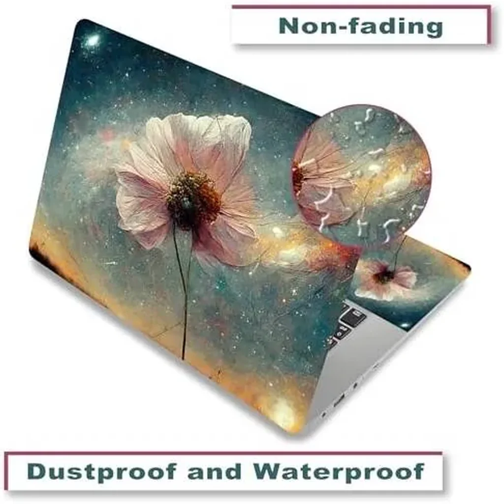 ALAYRA Laptop Decal Sticker Skin Cover, 12" 13.1" 13.3" 14" 15" 15.4" 15.6" Laptop Netbook Vinyl Art Skin Sticker Cover Notebook PC Protector (2 Wrist Pad Included), Removable Reusable, Floral Stars 0 - Image 3